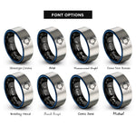 font options for inside engraving on black & blue & silver baseball plate rings