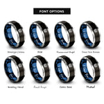 font options for inside engraving on black & blue & silver basket eggs rings