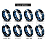 font options for inside engraving on blue & grey basket eggs rings