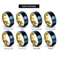 font options for inside engraving on gold & blue basket eggs rings
