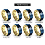font options for inside engraving on gold & blue basket flowers rings