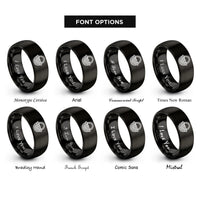 font options for inside engraving on black basket guilloch rings