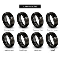 font options for inside engraving on black basket guilloch rings