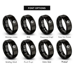 font options for inside engraving on black basket guilloch rings