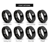 font options for inside engraving on black basket guilloch rings