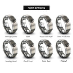 font options for inside engraving on silver basket guilloch rings