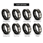 font options for inside engraving on black & gray basket weave rings