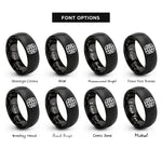 font options for inside engraving on black basket weave rings