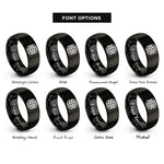 font options for inside engraving on black basket weave rings