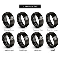 font options for inside engraving on black basket weave rings