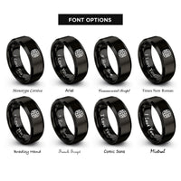 font options for inside engraving on black basket weave rings