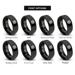 font options for inside engraving on black basket weave rings
