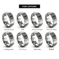 font options for inside engraving on gray basket weave rings