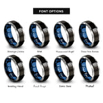 font options for inside engraving on black & blue & silver basket weave icon rings