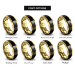 font options for inside engraving on black & gold basket weave icon rings