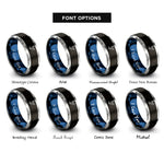 font options for inside engraving on black & blue & grey basketball dunk rings