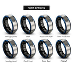 font options for inside engraving on black & blue & silver basketball dunk rings