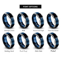 font options for inside engraving on blue & silver basketball dunk rings