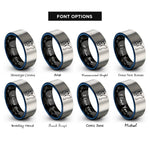 font options for inside engraving on black & blue & gray bass angler hookset rings