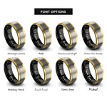 font options for inside engraving on black & gold & grey bass f holes rings