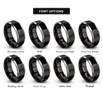 font options for inside engraving on black & silver bass f holes rings