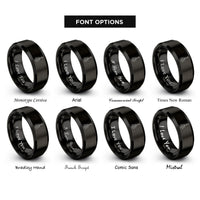 font options for inside engraving on black bass f holes rings