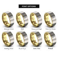font options for inside engraving on gold & gray bass f holes rings