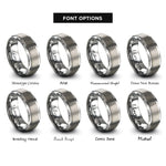 font options for inside engraving on grey bass f holes rings