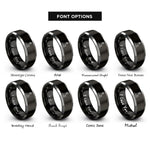 font options for inside engraving on black & silver bass harbor rings