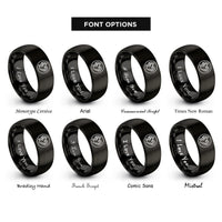 font options for inside engraving on black bass heart rings