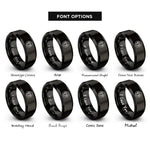 font options for inside engraving on black bass heart rings