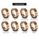 font options for inside engraving on rose gold bass heart rings