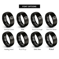 font options for inside engraving on black bass mallet rings