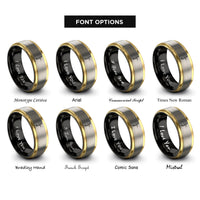 font options for inside engraving on black & gold & gray bassoon rings