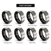 font options for inside engraving on black & grey bassoon rings