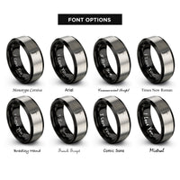 font options for inside engraving on black & silver bassoon rings