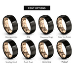 font options for inside engraving on black & rose gold bassoon rings