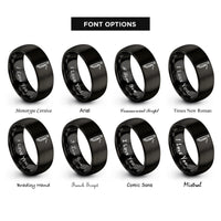 font options for inside engraving on black bassoon rings