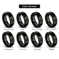 font options for inside engraving on black bassoon rings