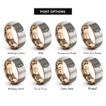 font options for inside engraving on rose gold & gray bassoon rings