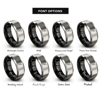font options for inside engraving on black & silver bassoonist rings