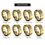 font options for inside engraving on black & gold bastet ankh rings