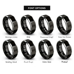font options for inside engraving on black & grey basting brush rings