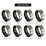 font options for inside engraving on black & silver basting brush rings