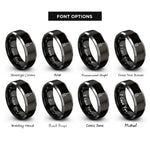 font options for inside engraving on black & silver basting brush rings