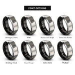 font options for inside engraving on black & grey basting brush rings