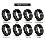 font options for inside engraving on black basting brush rings