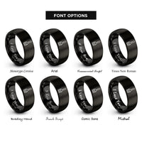font options for inside engraving on black basting brush rings
