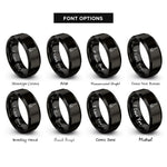 font options for inside engraving on black basting brush rings
