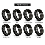 font options for inside engraving on black basting brush rings